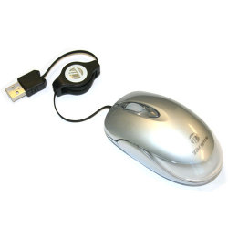 AMU0503US Silver USB Wired Optical Mini Kaleidoscope Retractable Mouse - OEM Recertified