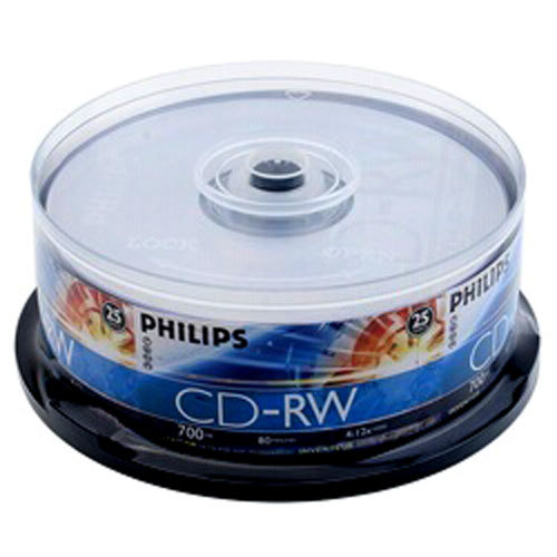 Philips Rewritable 12X CDRW Blank Media Discs in Cake Box