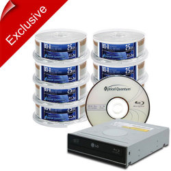 LG WH08LS20K 8X Blu-Ray Disc Burner and 200pack 4x BD-R Blank Discs