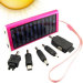 Solar Battery Charger for Phones, Cameras, USB Devices (Pink)