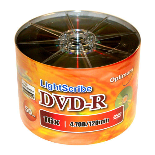 Optimum Lightscribe DVDR 16X 4.7GB Blank Media Discs in Tape Wrap