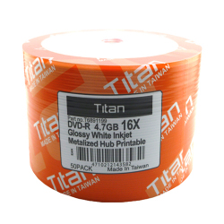 Glossy White Inkjet Metalized Hub Printable 16X DVD-R Blank Disc