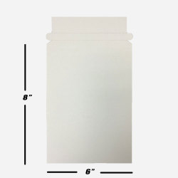 Rigid Stay Flat White Self-Seal Cardboard Mailer 6 x 8 Inches