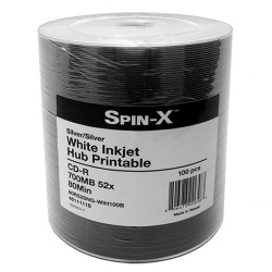 White Inkjet Metalized Hub Printable 52X CD-R Blank Disc