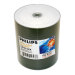 Philips Duplication Grade White Inkjet Metalized Hub Printable 52X CD-R Blank Media Discs in Tape Wrap
